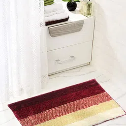 LUXEHOME INTERNATIONAL Red & Yellow Striped 1780 GSM Anti-Skid Bath Rug-10