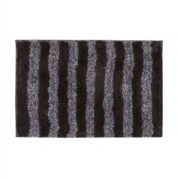 Pano  Brown & Grey Striped Microfiber 1800 GSM Anti-Skid Bath Rugs-image-87