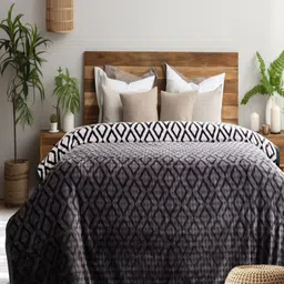 GAPU & BALY Charcoal Geometric Summer 300 GSM Double Bed Blanket-15