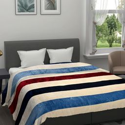 Cortina Striped AC Room 150 GSM Double Bed Blanket-image-39