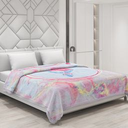 Monte Carlo Cashmere Blue & Pink Floral 1000 GSM Heavy Winter Double Bed Blanket-image-52