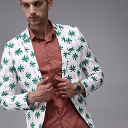 SHOWOFF Men White Printed Single Breasted Blazers-picture-23