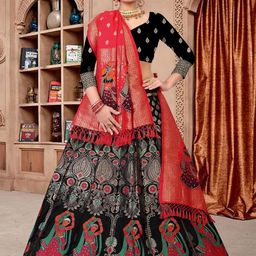 KALINI Woven Design Semi-Stitched Lehenga & Unstitched Blouse With Dupatta-picture-5