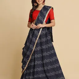 Warthy Ent Blue & Gold-Toned Semi-Stitched Lehenga & Unstitched Blouse With Dupatta-picture-58