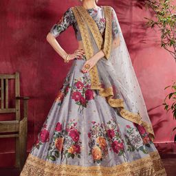 FABPIXEL Printed Semi-Stitched Lehenga & Unstitched Blouse With Dupatta-41