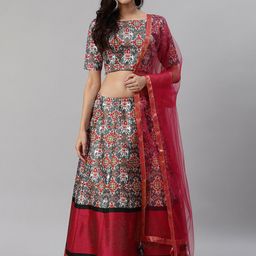 SHUBHKALA Printed Semi-Stitched Lehenga & Unstitched Blouse With Dupatta-picture-5