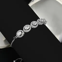 Yellow Chimes Women Silver-Toned Rhodium-Plated Wraparound Bracelet-image-85