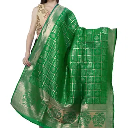 Exotic India Ethnic Motifs Woven Designed Bandhani Dupatta with Zari-picture-3