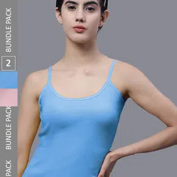 FBAR Pack Of 2 U-Neck Pure Cotton Bio Wash Camisoles-image-15