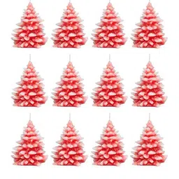 Sitara Crafts Red 12 Pieces Scented Textured Pillar Candles-image-35