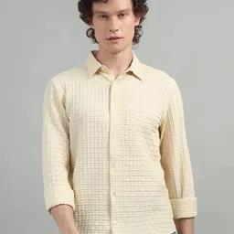 Bushirt Men Comfort Grid Tattersall Checks Semi Sheer Checked Casual Shirt-image-75