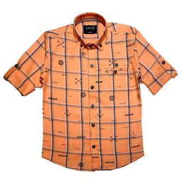 CAVIO Boys Peach-Coloured Premium Windowpane Checks Checked Casual Shirt-picture-19