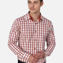 Purple State Men White Slim Fit Grid Tattersall Checks Checked Casual Shirt-image-52