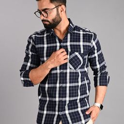 FUBAR Slim Fit Tartan Checked Casual Shirt-image-34