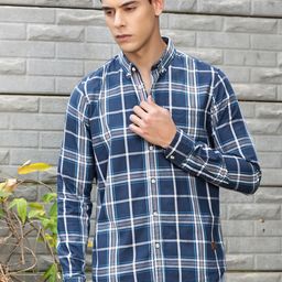 Thomas Scott Premium Slim Fit Tartan Checked Button-Down Collar Casual Shirt-image-57