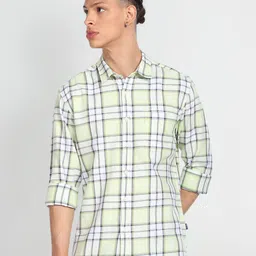 Flying Machine Slim Fit Tartan Checked Pure Cotton Casual Shirt-image-92