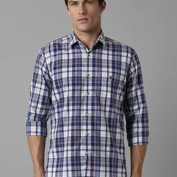 Louis Philippe Sport Men Slim Fit Tartan Checks Opaque Checked Casual Shirt-image-88