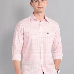 AD By Arvind Slim Fit Grid Tattersall Checked Casual Pure Cotton Shirt-image-109