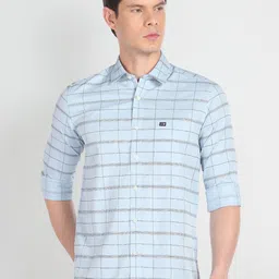 Arrow Sport Windowpane Checked Slim Fit Cotton Casual Shirt-picture-41