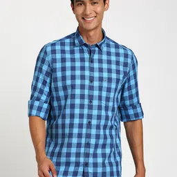 Turtle Buffalo Checked Relaxed Slim Fit Pure Cotton Casual Shirt-image-15