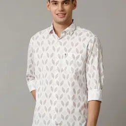 CAVALLO by Linen Club Contemporary Slim Fit Geometric Print Spread Collar Casual Shirt-picture-12
