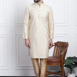 SOJANYA Floral Embroidered Regular Thread Work Silk Cotton Kurta with Churidar-picture-20