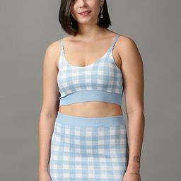 SHOWOFF Women Checked Top & Skirt Co-Ords Set-image-74