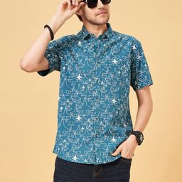 SF JEANS by Pantaloons Slim Fit Conversational Printed Spread Collar Cotton Casual Shirt-image-83