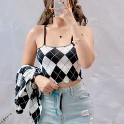 TANDUL Checked Crop Top-picture-1