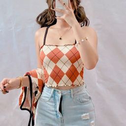 TANDUL Checked Crop Top-picture-2