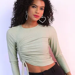 Tokyo Talkies Waist Tie-Ups Fitted Crop Top-image-35