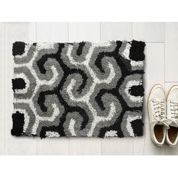 AAZEEM Unisex Black & White Cotton Anti Skid Rectangle Doormat-54