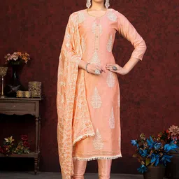 SHADOW & SAINING Floral Embroidered Unstitched Dress Material With Dupatta-picture-0