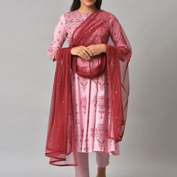 W Women Maroon Ethnic Motifs Woven Design Dupatta-image-75