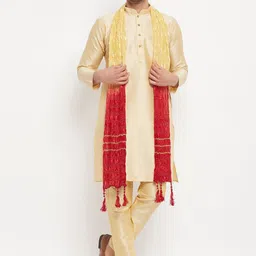 VASTRAMAY Mandarin Collar Straight Kurta with Pyjamas & Dupatta-image-105
