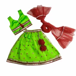 BAESD Girls Embroidered Mirror Work Ready to Wear Lehenga & Blouse With Dupatta-picture-54
