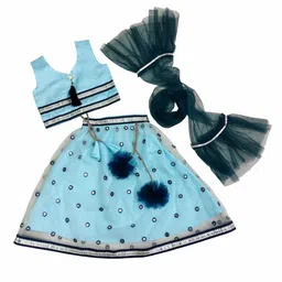 BAESD Girls Embroidered Mirror Work Ready to Wear Lehenga & Blouse With Dupatta-image-61