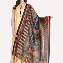 Kaizen TEXO FAB Blue & Black Printed Dupatta-69