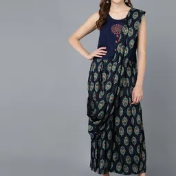 VAHSON Women Embroidered Top with Printed Palazzos & Attached Dupatta-14