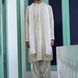 KALPRAAG Embroidered Regular Sequinned Straight Kurta With Dhoti Pants & Dupatta-6