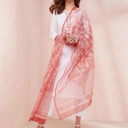 Fabindia Ethnic Motifs Printed Cotton Silk Dupatta-38