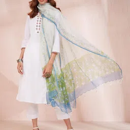 Fabindia Floral Printed Cotton Silk Dupatta-26