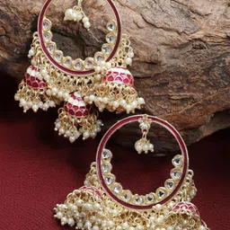 Shining Diva Gold-Plated Classic Jhumkas Earrings-49