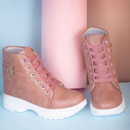 sneakers villa Women Pink High-Top Casual Sneakers-image-22