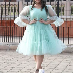 Swadeshi Shringaar Plus Size Sweetheart Neck Gathered Tiered Fit & Flare Dress-picture-19