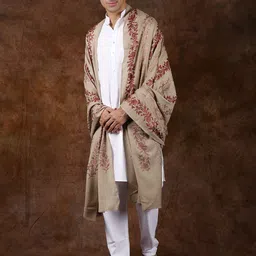 Exotic India Floral Aari Embroidered Pure Woollen Shawl-picture-49