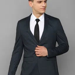 Allen Solly Men Navy Blue Self Design Slim-Fit Single Breasted Formal Blazers-image-76