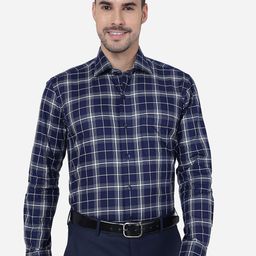 METAL Slim Fit Tartan Checked Formal Cotton Shirt-image-84