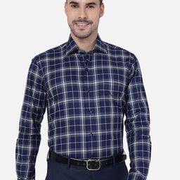METAL Slim Fit Tartan Checked Pure Cotton Formal Shirt-image-37