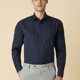 Allen Solly Striped Spread Collar Curved Cotton Slim Fit Formal Shirt-image-27